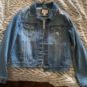 Distressed jean jacket